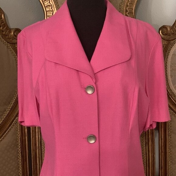 Dani Max. Sz M-L. Pink Faux Two Piece Layered Short Sleeve Vintage Dress. WTC. - Picture 5 of 6